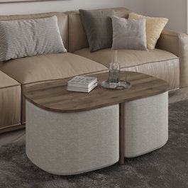 Hanah Home Twin Juego de mesas de café, Nogal antiguo